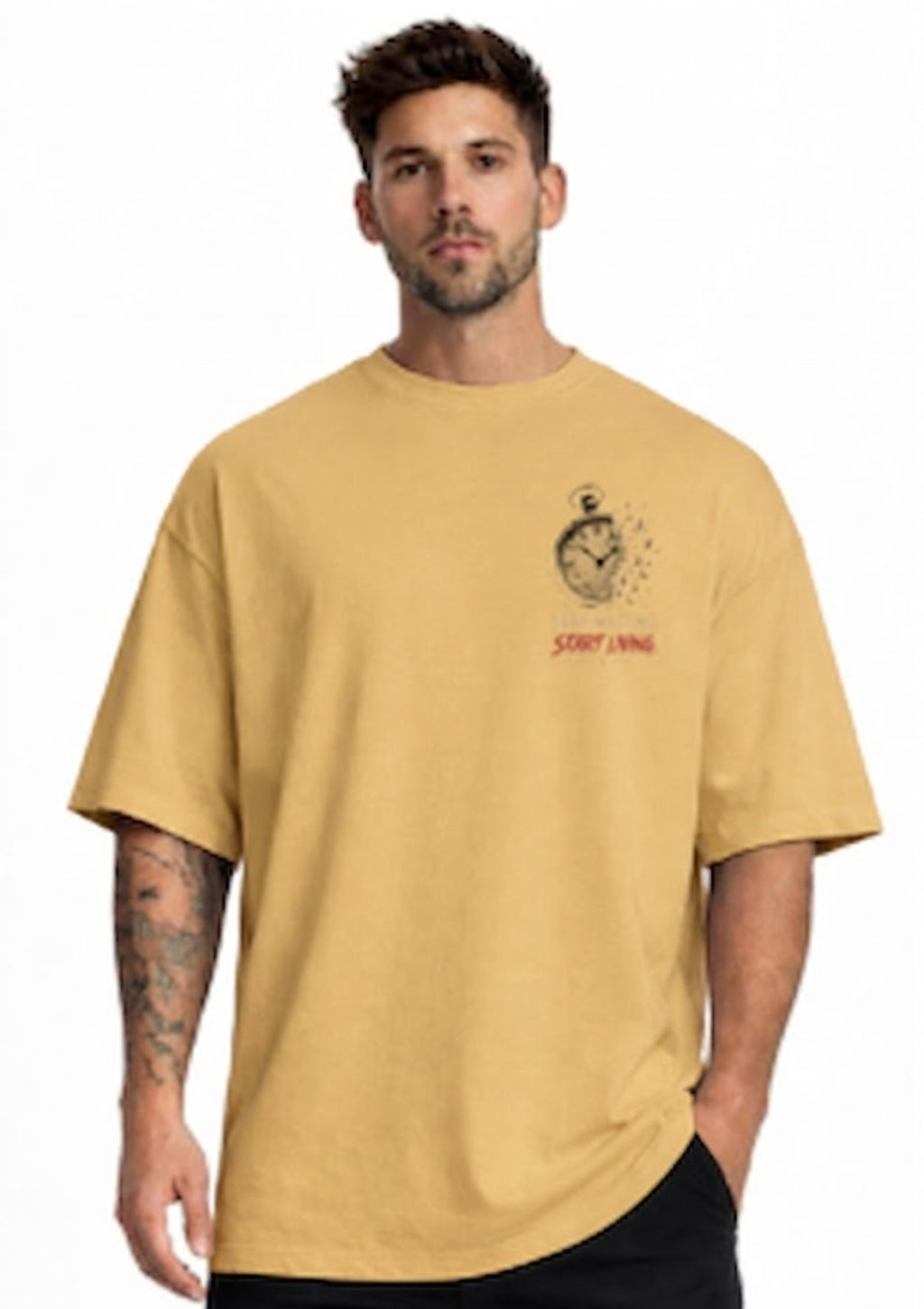 Stop Waiting Start Living Graphic Oversized T-Shirt | 220 GSM | 100% Cotton