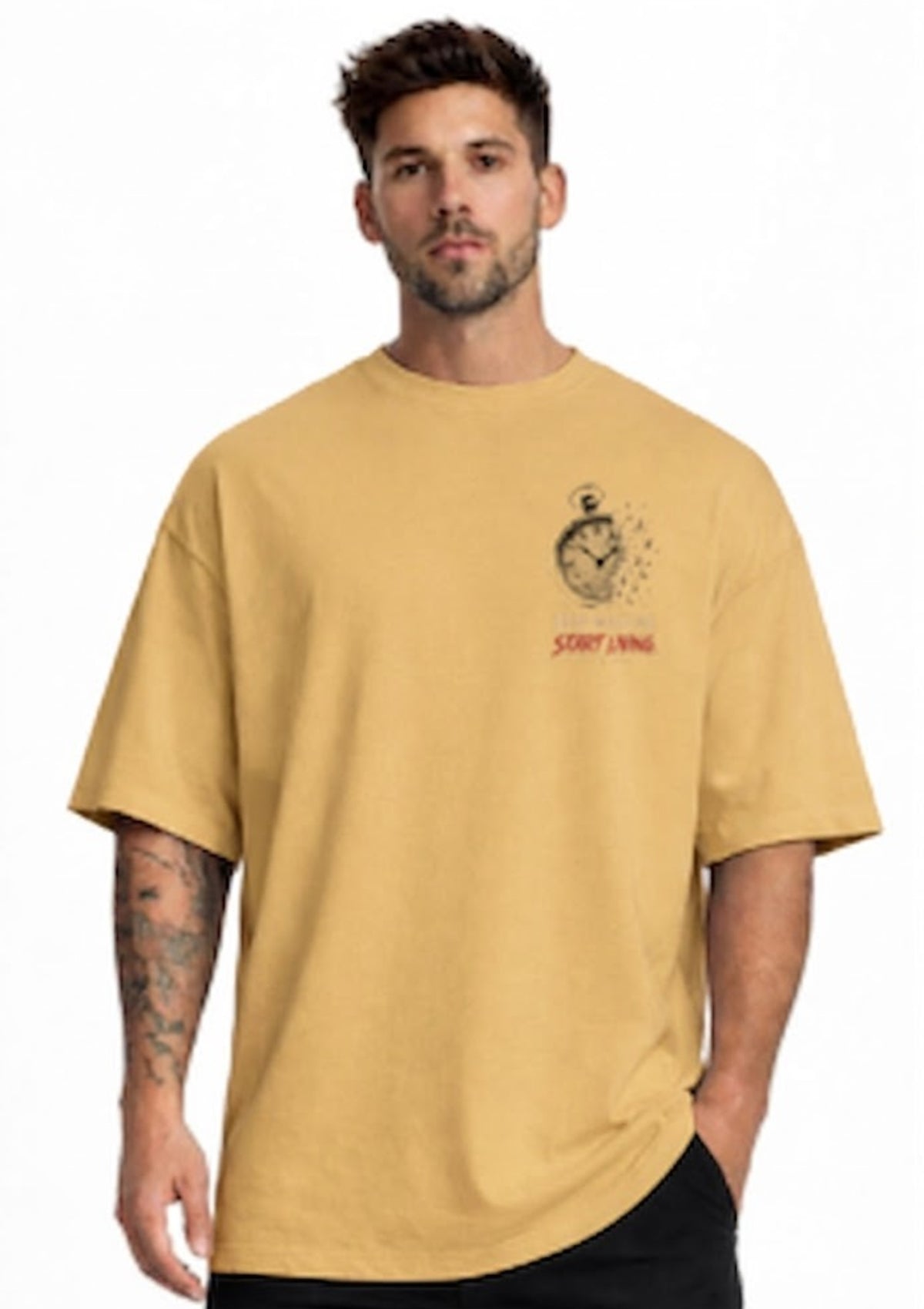 Stop Waiting Start Living Graphic Oversized T-Shirt | 220 GSM | 100% Cotton