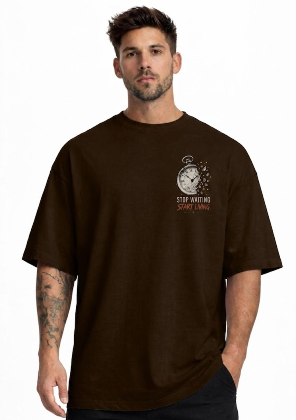 Stop Waiting Start Living Graphic Oversized T-Shirt | 220 GSM | 100% Cotton