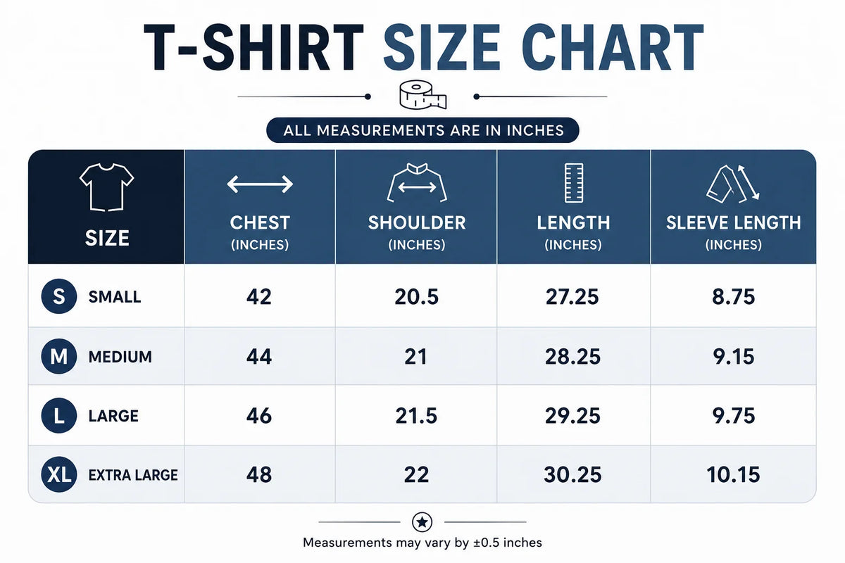Oversized T-shirt size chart