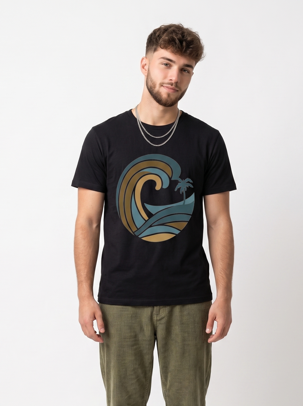 Coconut Tree Swirl Regular T-Shirt | 180 GSM | 100% Cotton