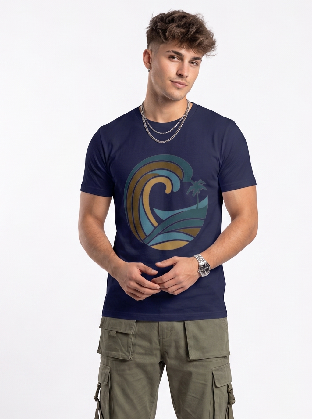 Coconut Tree Swirl Regular T-Shirt | 180 GSM | 100% Cotton