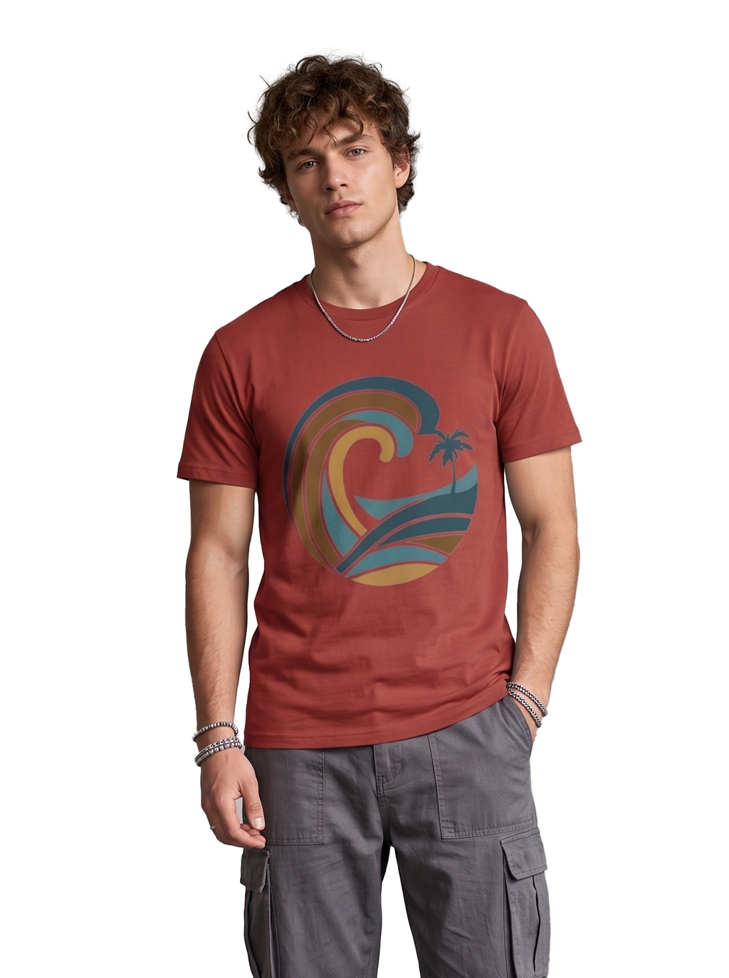 Coconut Tree Swirl Regular T-Shirt | 180 GSM | 100% Cotton