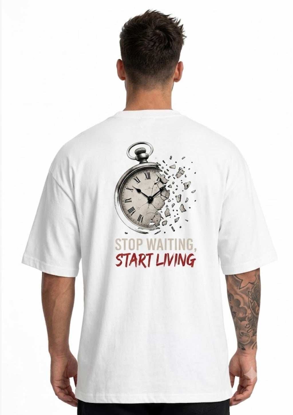 Stop Waiting Start Living Graphic Oversized T-Shirt | 220 GSM | 100% Cotton