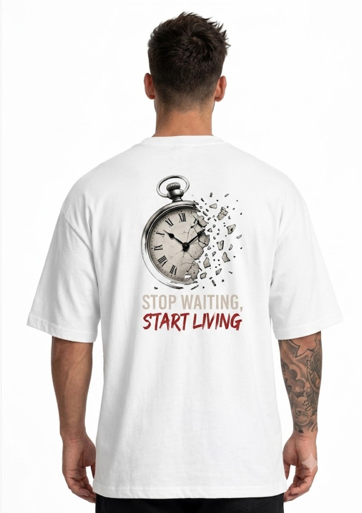 Stop Waiting Start Living Graphic Oversized T-Shirt | 220 GSM | 100% Cotton