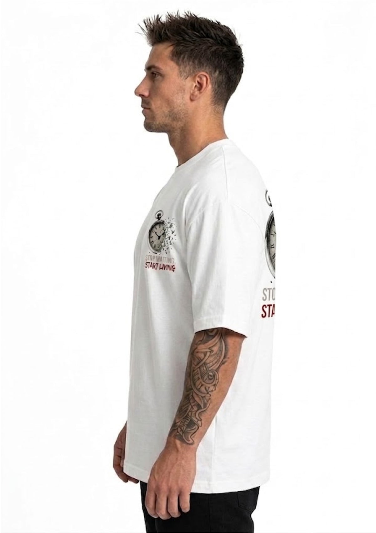 Stop Waiting Start Living Graphic Oversized T-Shirt | 220 GSM | 100% Cotton